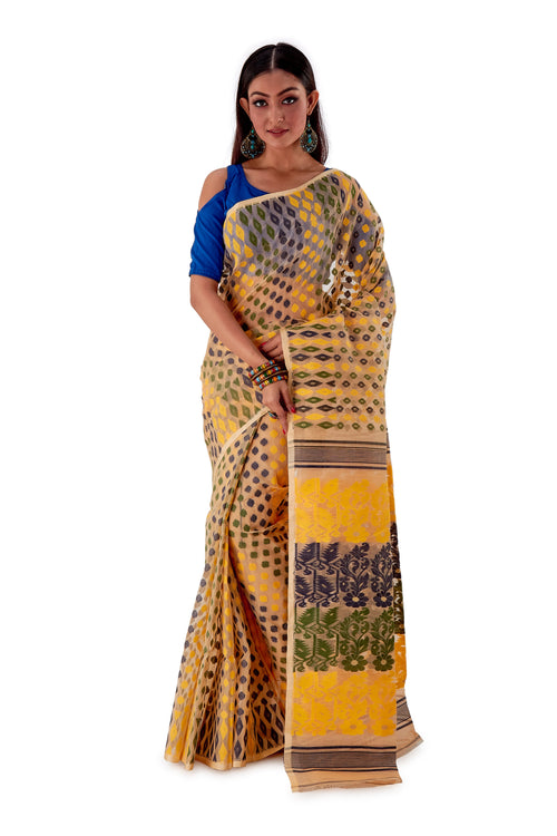 Beige-with-Multi-coloured-design-Traditional-Dhakai-Jamdani-SNJMB3005-2