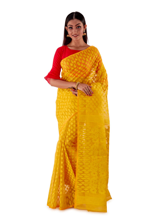 Yellow-Ochre-Traditional-Dhakai-Saree-SNJMB4003-2