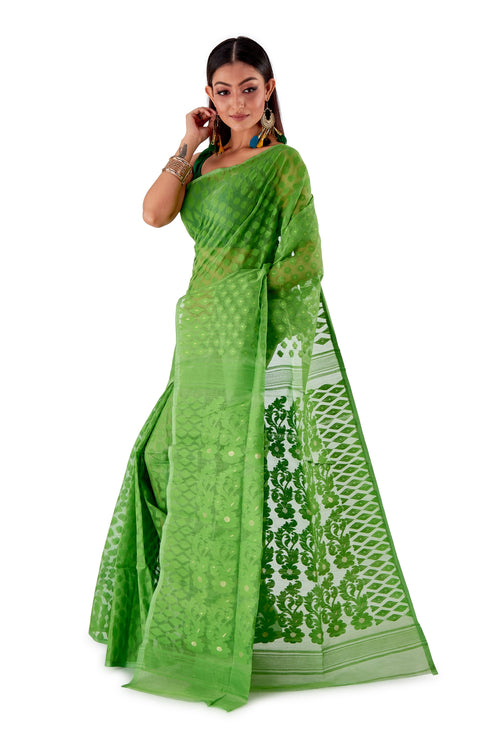 Parrot-Green-Traditional-Dhakai-Saree-SNJMB4004-3