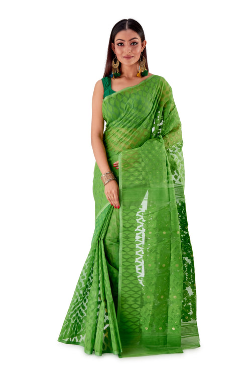 Parrot-Green-Traditional-Dhakai-Saree-SNJMB4004-1
