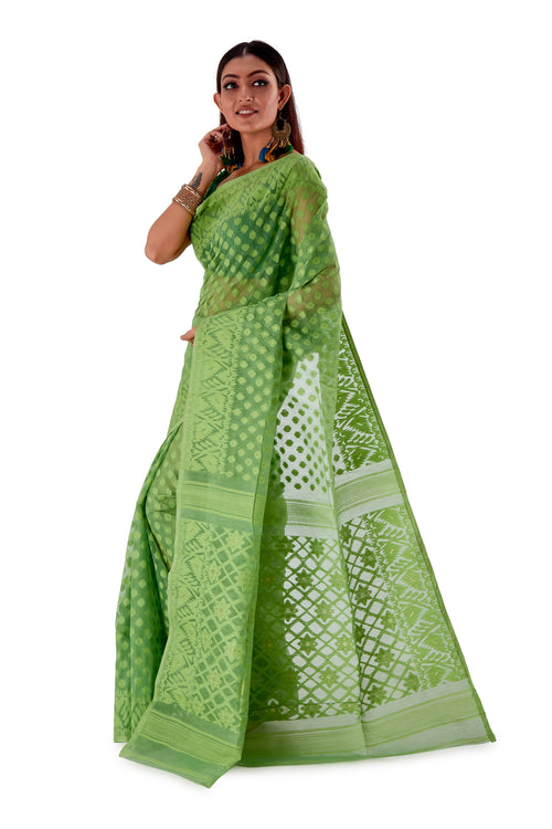 Moss-Green-Traditional-Dhakai-Saree-SNJMB4005-3