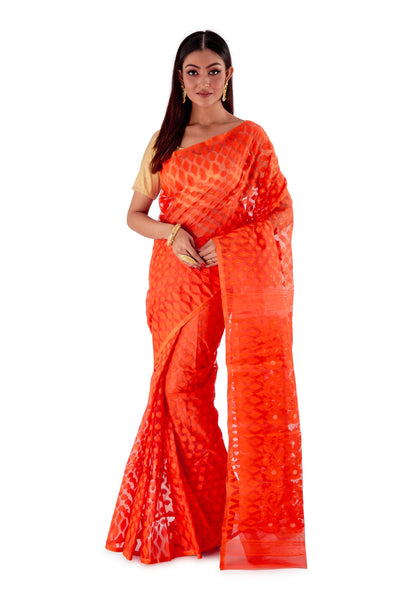 Dark-Orange-Traditional-Dhakai-Saree-SNJMB4010-1