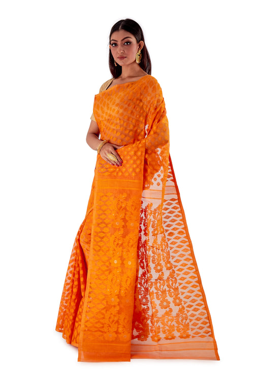 Pumpkin-Orange-Traditional-Dhakai-Saree-SNJMB4011-3
