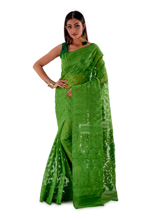Parrot-Green-Traditional-Cotton-Dhakai-Jamdani-SNJMC1502-2