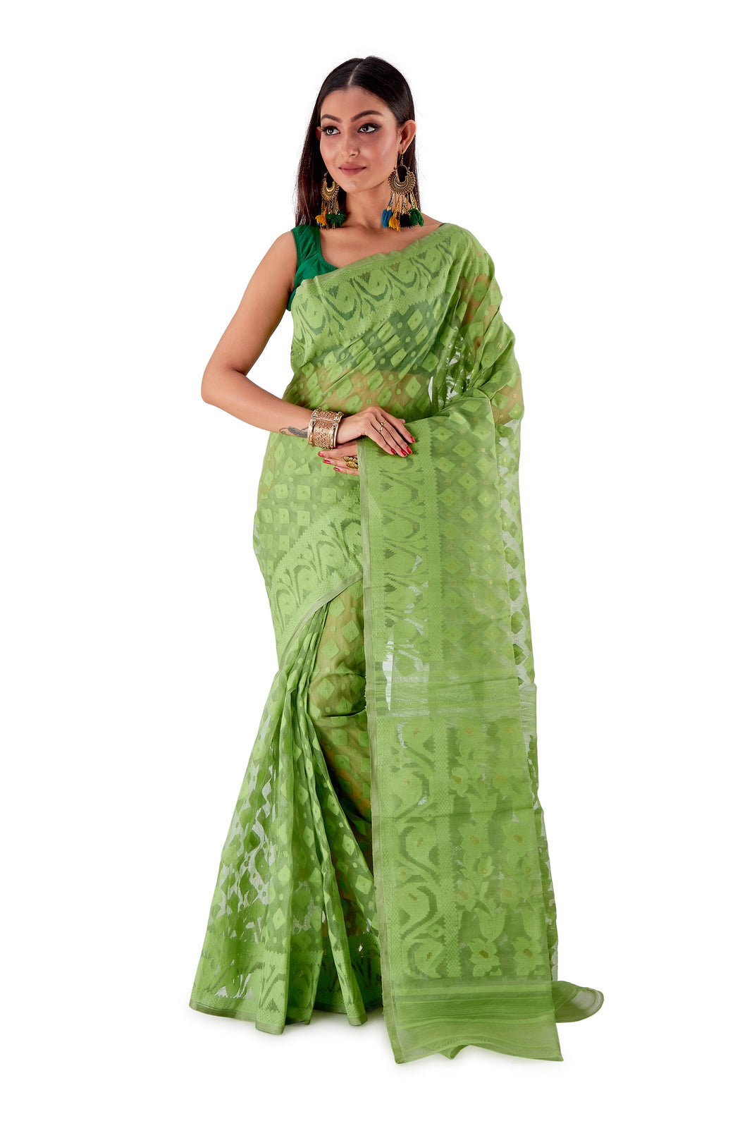 Green-Traditional-Cotton-Dhakai-Jamdani-SNJMC1503-1