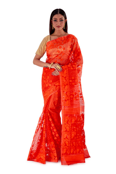 Orange-Traditional-Cotton-Dhakai-Jamdani-SNJMC1506-1
