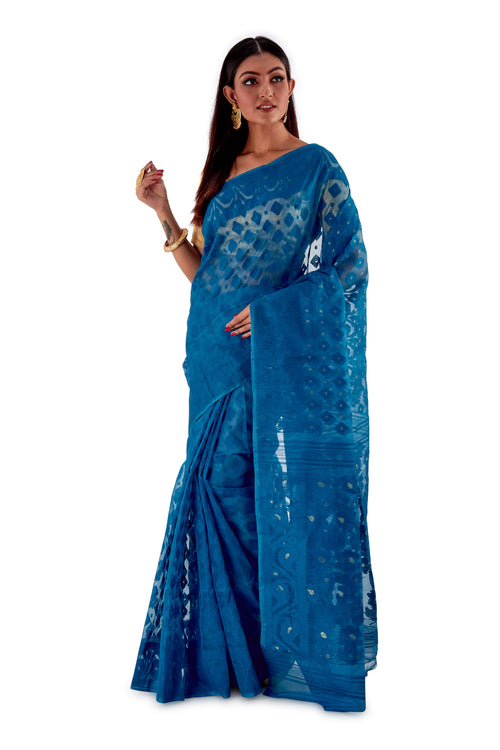 Blue-Traditional-Cotton-Dhakai-Jamdani-SNJMC1507-2