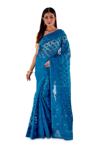 Blue-Traditional-Cotton-Dhakai-Jamdani-SNJMC1507-1